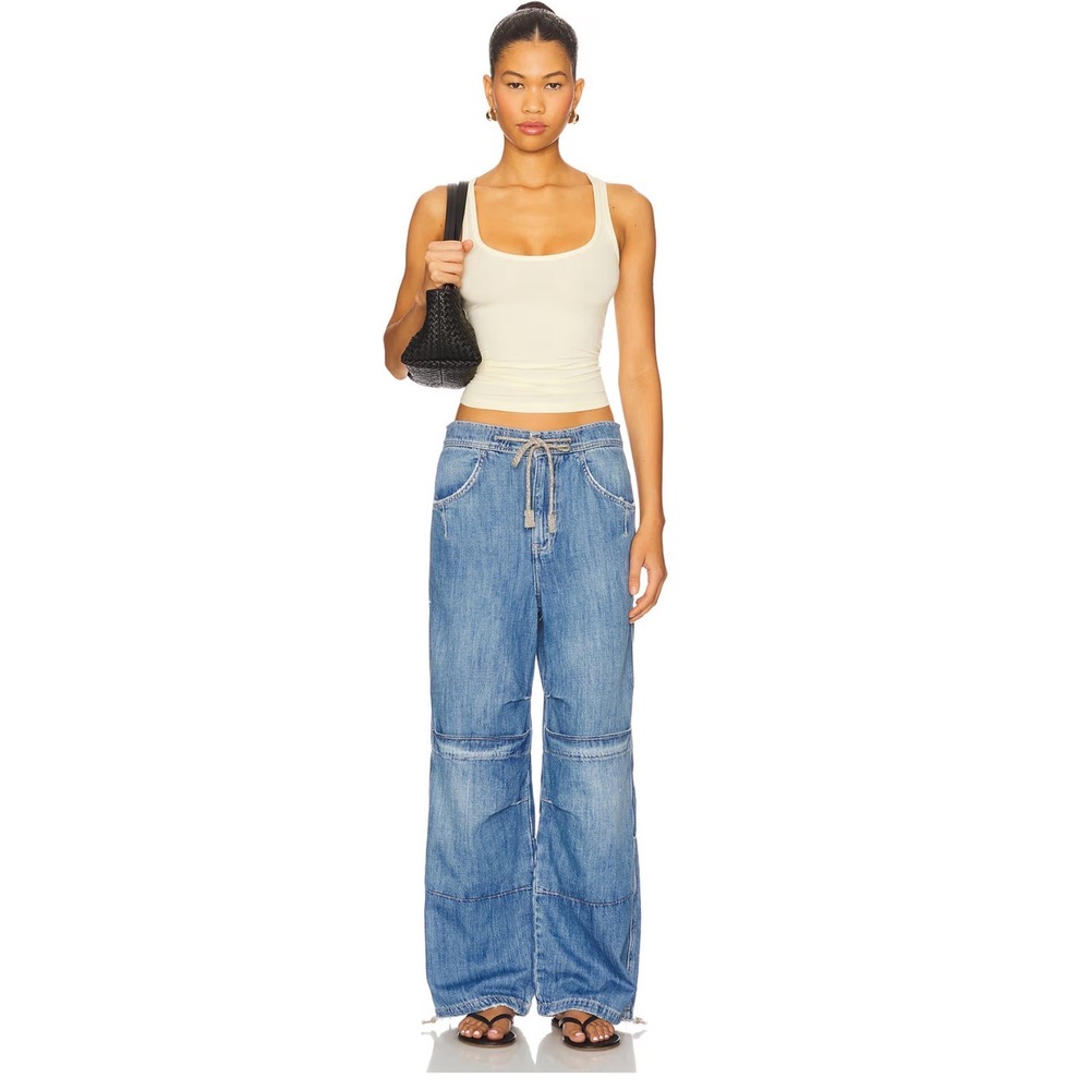 We The Free Logan Cinched Jean Harper Blue Wide Leg Drawstring Pants Small NWT